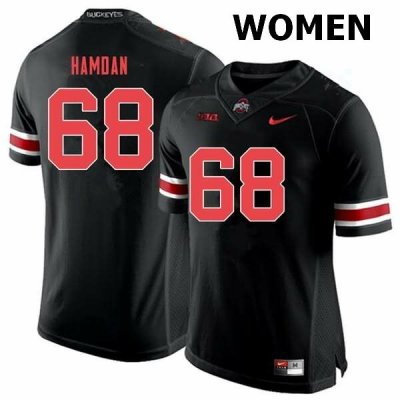 Women's Ohio State Buckeyes #68 Zaid Hamdan Black Out Nike NCAA College Football Jersey Lightweight QYJ3244TL